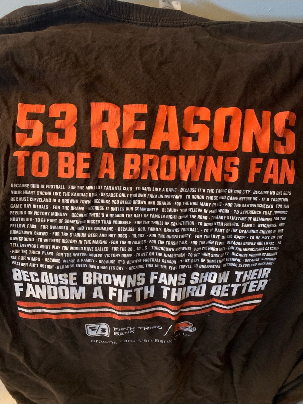 53 Reasons To Be A Browns Fan Long Sleeve T-Shirt - Cleveland Browns